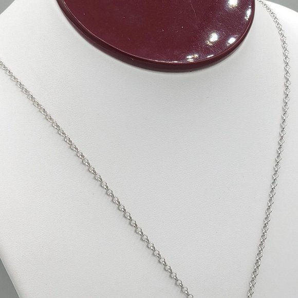 Womens Round Mother Of Pearl Pendant Silver Tone Round Link Chain Necklace 22 in - Picture 5 of 8